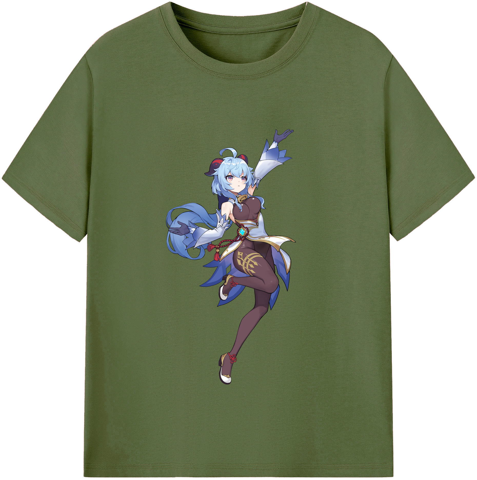 げんし神 甘雨 かんう genshin Ganyu 綿100％半袖Tシャツ（フロントプリント）